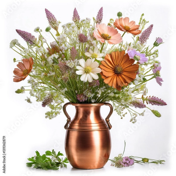 Obraz high end copper vase with a hand-hammered texture