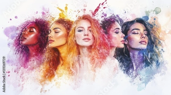 Fototapeta Five women, each with distinct looks and expressions
