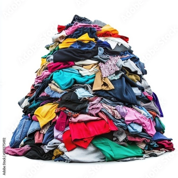 Fototapeta A pile of clothes is stacked on top of each other