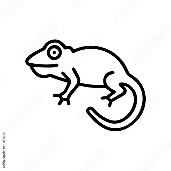 Fototapeta chameleon icon in black outline, modern design, depicting a lizard