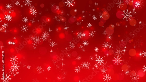 Obraz Red Christmas with Snowflakes Background