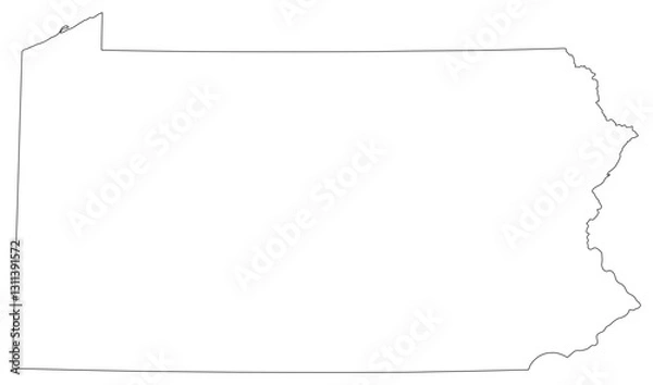 Obraz Pennsylvania state outline map in black color