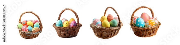 Obraz Hand-Painted Easter Eggs in Decorative Baskets