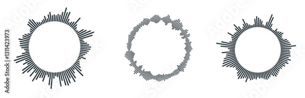 Obraz Set of sound waveform pattern for radio podcasts, music player, video editor, voice message in social media chats, voice assistant, recorder. vector illustration