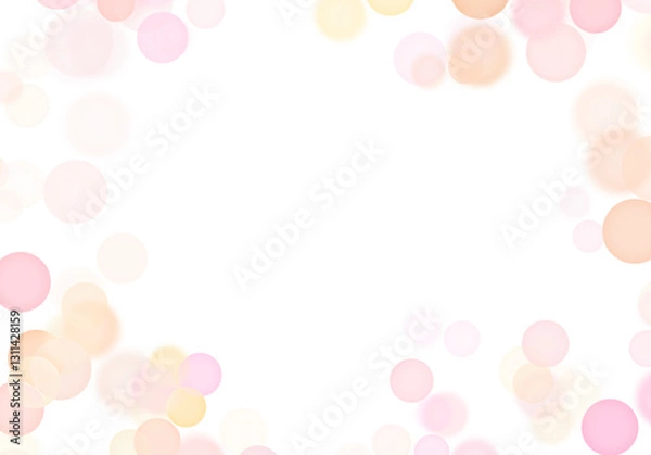 Fototapeta シャボン玉　玉ボケ　フレーム背景素材　ピンク