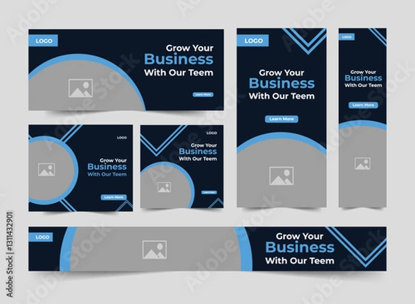 Fototapeta Set of promotion kit banner template design with modern and minimalist concept user for web page, ads, annual report, banner, background, backdrop, flyer, brochure, card, poster, presentation layout
