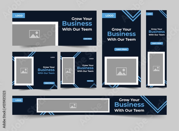 Fototapeta Set of promotion kit banner template design with modern and minimalist concept user for web page, ads, annual report, banner, background, backdrop, flyer, brochure, card, poster, presentation layout