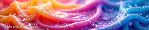 Fototapeta Swirling colorful liquid with bubbles, smooth surface , fluid, flow