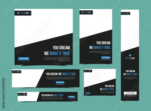 Obraz Set of promotion kit banner template design with modern and minimalist concept user for web page, ads, annual report, banner, background, backdrop, flyer, brochure, card, poster, presentation layout