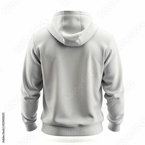 Fototapeta A realistic men s hoodie mockup, back view, isolated on a white background,