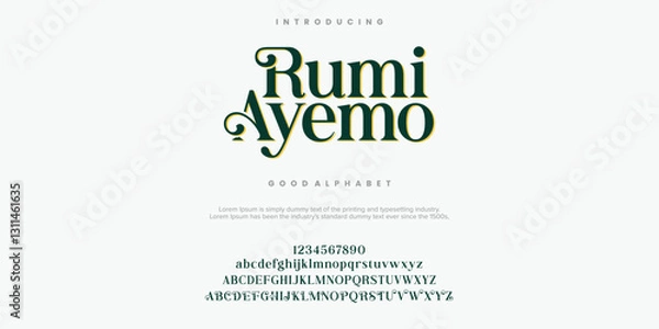 Obraz Rumi Ayemo Serif classic design font vector illustration of alphabet letters.