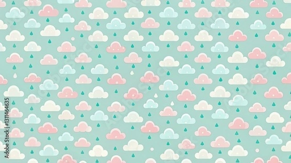 Fototapeta Seamless soft cloud pattern. Minimalist pastel design perfect for cute wallpaper backgrounds.