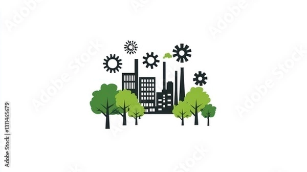 Obraz Industrial Landscape with Green Spaces