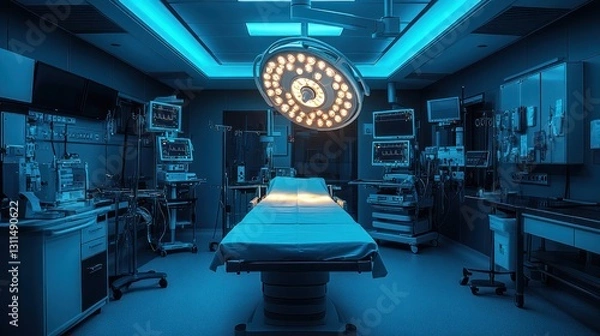 Fototapeta Empty Hospital Operating Room, Night