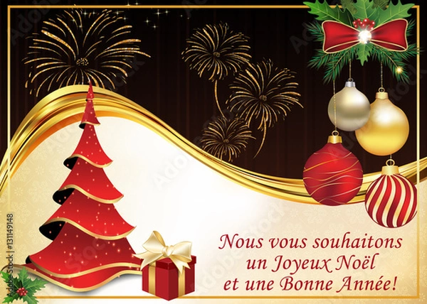 Fototapeta Nous vous souhaitons un Joyeux Noël et une Bonne Année! - Carte de voeux pour le nouvel an