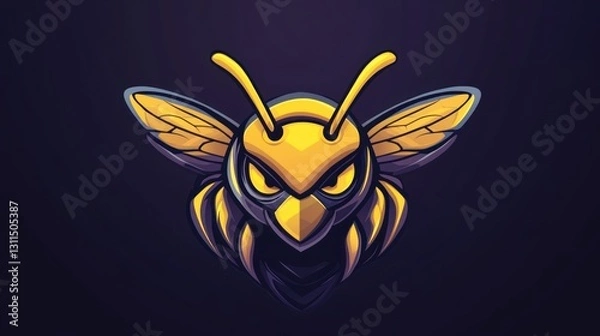 Fototapeta Aggressive bee mascot graphic design, possible use for logo or game icon