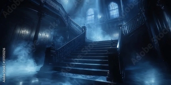 Fototapeta A Mysterious Staircase in a Haunted Mansion