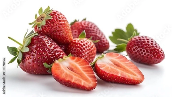 Fototapeta Fresh Strawberries on a White Background