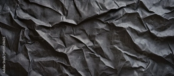 Fototapeta Crumpled black paper background showcasing deep black tones and intricate textured patterns for versatile design applications and creative projects.