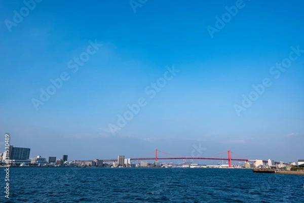 Obraz 青空と洞海湾と若戸大橋