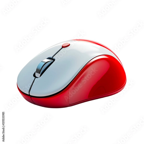 Fototapeta Red and White Wireless Computer Mouse Technology Gadget