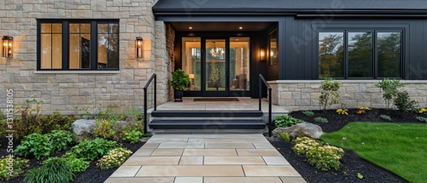 Fototapeta Secure outdoor ramp leading to the entrance of a welcoming home-1