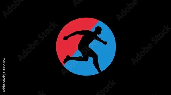 Fototapeta Running silhouette graphic, two-tone circle design
