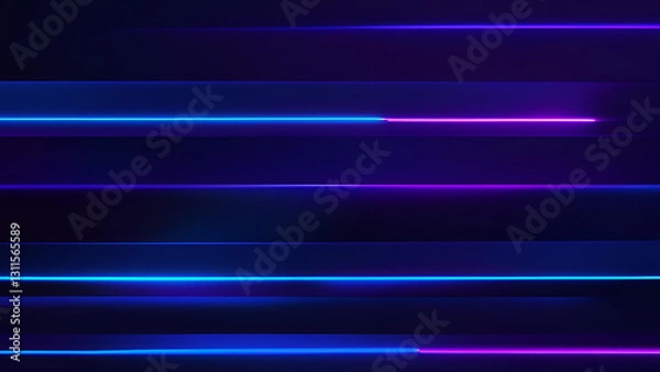 Fototapeta Neon Lines: a dynamic composition of vibrant, glowing neon lines in shades of blue and purple create a modern and energetic background with speed effect