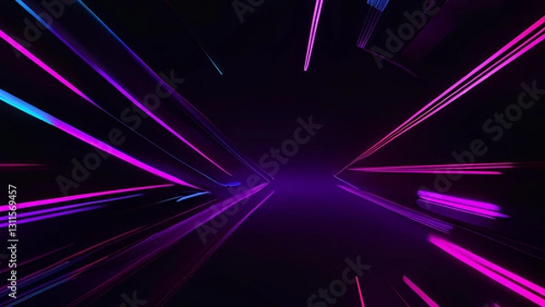 Fototapeta Abstract Neon Light Trail: Dynamic streaks of vibrant neon light converge in a captivating abstract composition, creating a sense of movement, speed, and futuristic energy.