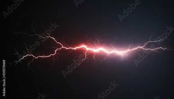 Fototapeta A Dramatic Crack Of Lightning Splitting The Dark Night Sky, A Vibrant Surge Of Energy Against A Deep Black Background