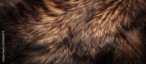 Fototapeta Rich sable fur texture featuring dark brown and golden hues, with fine, soft strands creating a dynamic, luxurious appearance.