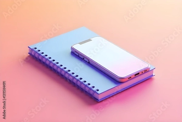 Fototapeta Modern Notebook and Smartphone Minimalist Composition