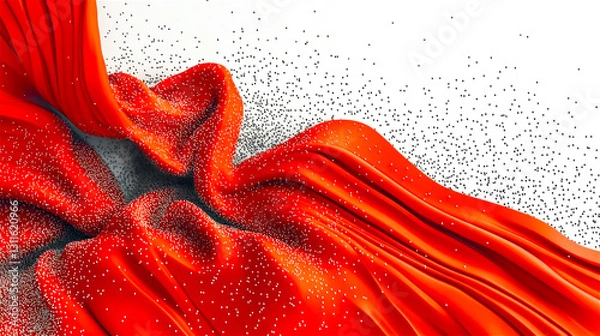 Fototapeta A vibrant red color swirls the abstract on a white background. Geometric wallpaper. Generative AI.