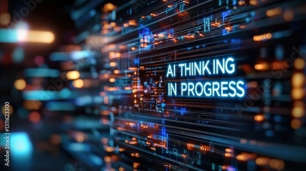 Fototapeta Futuristic Background with Neon Light Patterns and AI Concept for Technology and Innovation Themes