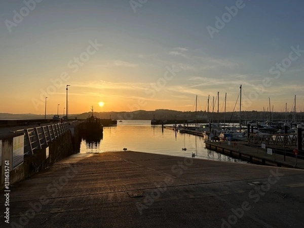 Obraz sunset at the harbour