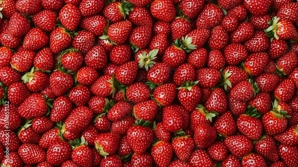 Fototapeta Many red strawberries filling the whole frame, for food blog background or product marketing use