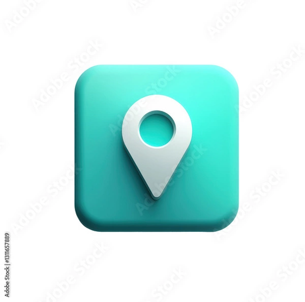 Fototapeta Pin icon in turquoise color representing location services  on a transparent background