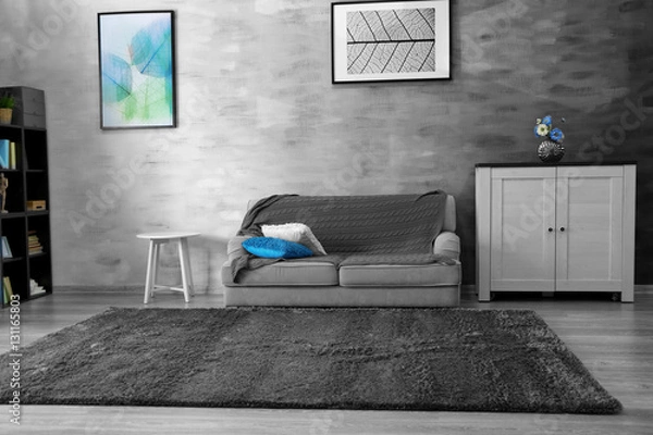 Fototapeta Room interior with big sofa