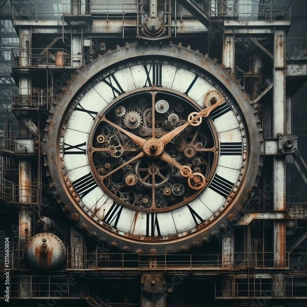 Obraz industrial clock hands rusty