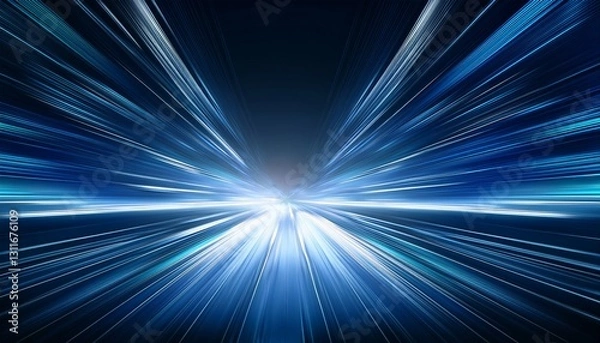 Fototapeta スピード感のあるテクノロジーのコンセプト画像、青色の光の抽象的な背景画像。（Speed ​​technology concept image, blue light abstract background image.）
