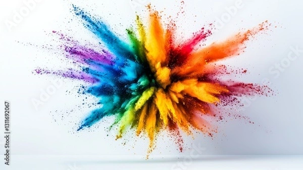 Fototapeta Colorful explosion of paint is depicted in the image, with each color representing a different emotion or feeling. The vibrant colors and the dynamic nature of the explosion create a sense of energy