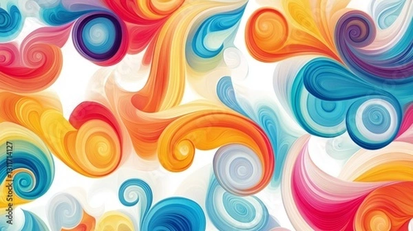 Fototapeta AbstractArt Seamless Pattern Overview Swirls Colorful