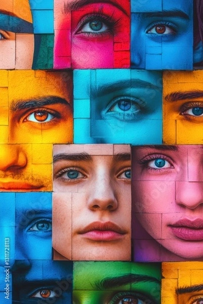 Fototapeta Vivid Colors of Professional Faces in Urban Art