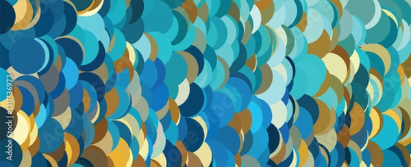 Fototapeta Abstract Geometric Mosaic with Vibrant Squares and unique in Warm Tones on a Dark Background