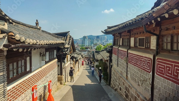 Obraz Scenic Alleyway in Bukchon Hanok Village, Seoul