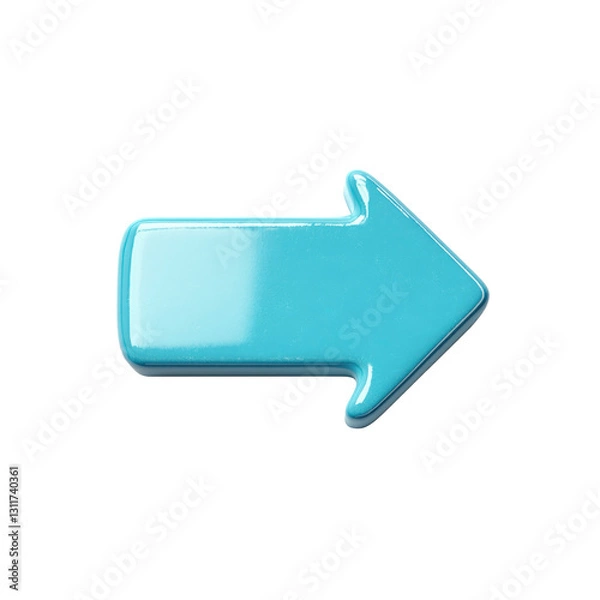 Fototapeta 3D Render of a Glossy Light Blue Arrow Pointing Right