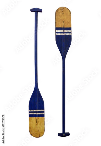 Obraz Blue oar wood  isolated white background