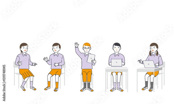 Obraz グループディスカッションする子どもたち