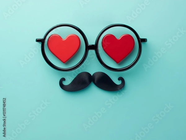 Obraz Glasses with heart lenses and mustache