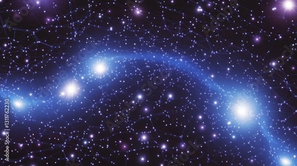 Obraz Cosmic Symphony: a breathtaking illustration of celestial bodies and shimmering stars, evokes a sense of wonder and awe.